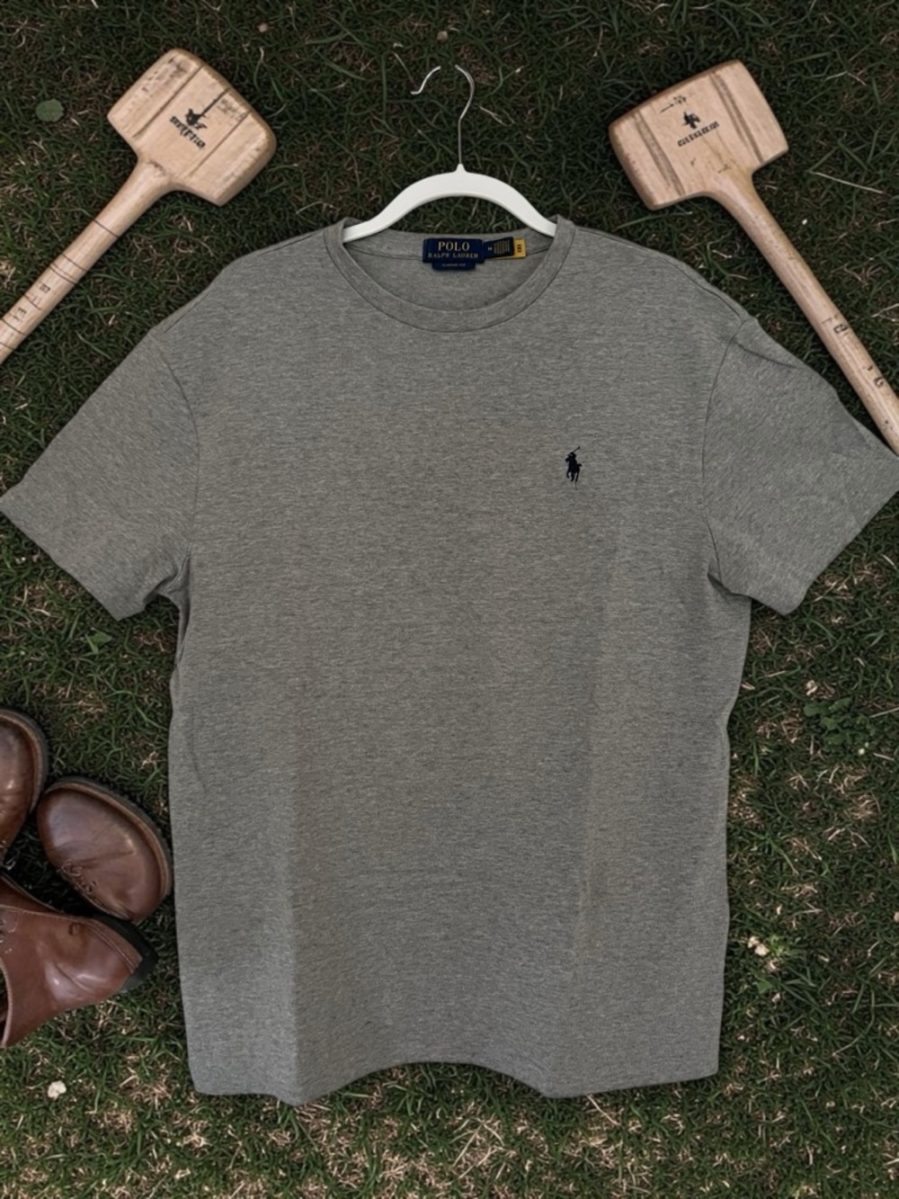 Polo Ralph Lauren Heather Gray Crewneck Tee Classic Fit Size Medium